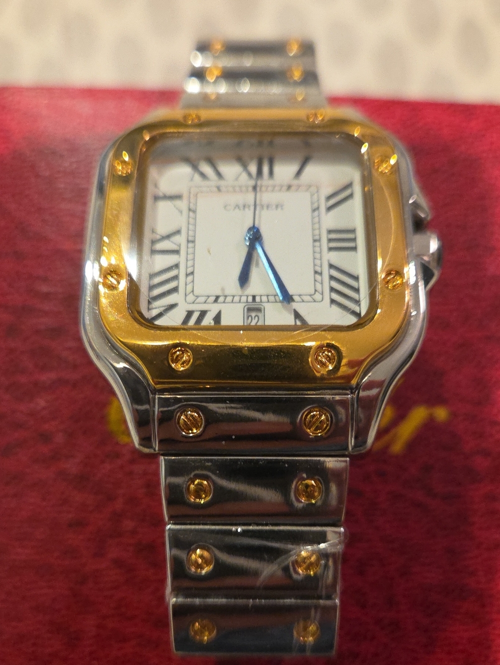 Cart!ér 2 Tone Gold & Silver Bracelet Watch Automatic Date Watch UNISEX